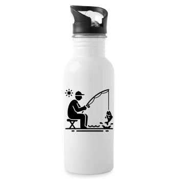 Fishing & Fishing | Petri Heil Hobby Logo - Water bottle with straw - white - Right