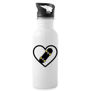 Skateboard Coeur Sport Street Passion - Gourde avec paille intégrée - blanc - Droite