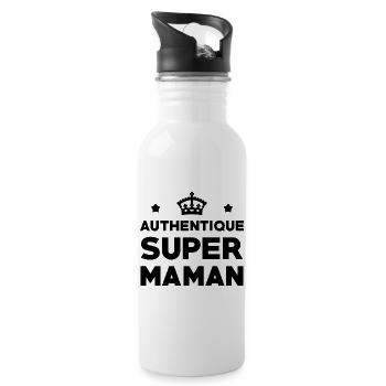Authentic Super Mom - Mother's Day - Water bottle with straw - white - Right