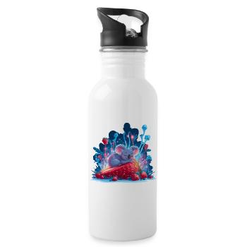 Schlafender Koala auf Erdbeere Neonwald - Trinkflasche mit integriertem Trinkhalm - Weiß - Rechts