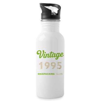 Vintage 1995 – Bikepacking Club Retro Birth Year - Water bottle with straw - white - Right