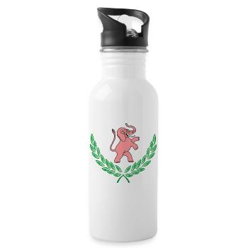 Pink elephant in laurel wreath - Water bottle with straw - white - Right