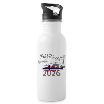 Norway 2026 Cod with Mountains and Moose Fishing - Water bottle with straw - white - Right