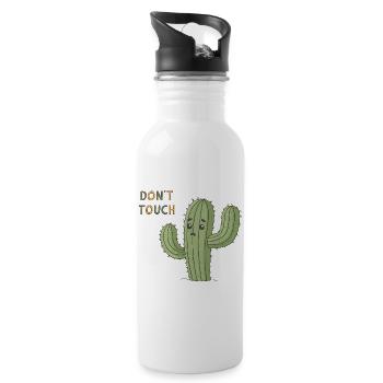 Sad Cactus Warning Don't Touch - Water bottle with straw - white - Right
