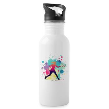 Tennis, Joueuse de tennis féminine, Graphique de tennis - Gourde avec paille intégrée - blanc - Droite
