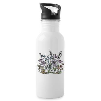 Fleur - Gourde avec paille intégrée - blanc - Droite