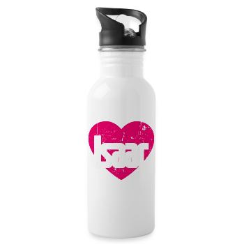 I Love Isaac Pinkes Herz Ich liebe Isaac - Trinkflasche mit integriertem Trinkhalm - Weiß - Rechts