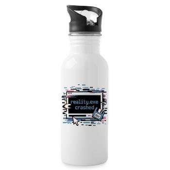 Reality.exe Crashed Retro Pixel Design - Water bottle with straw - white - Right