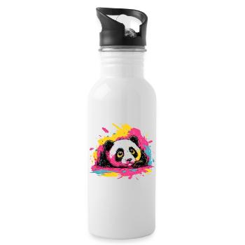 Panda Farbsplash - Trinkflasche mit integriertem Trinkhalm - Weiß - Rechts