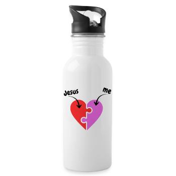 Jesus & me - Heart - Puzzle - Christian - Water bottle with straw - white - Right