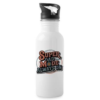 Super Dad Modus Immer Aktiv - Trinkflasche mit integriertem Trinkhalm - Weiß - Rechts