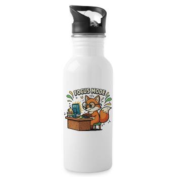 Focus mode fox on the computer - Water bottle with straw - white - Right