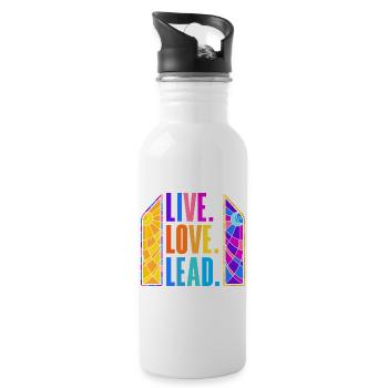 Stained Glass Art Stained Glass Artist - Water bottle with straw - white - Right