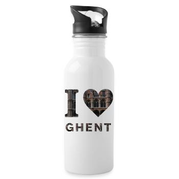 I Love Ghent – Gothic Architectural Design - Water bottle with straw - white - Right