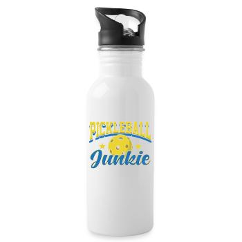 Pickleball Junkie Retro Sports Design - Trinkflasche mit integriertem Trinkhalm - Weiß - Rechts