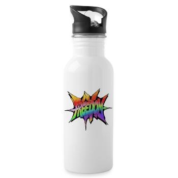 Freedom Rainbow Explosion - Trinkflasche mit integriertem Trinkhalm - Weiß - Rechts