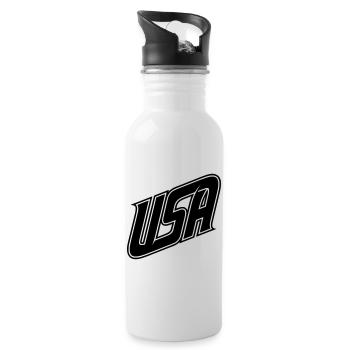 Logo USA - variable de couleur - Gourde avec paille intégrée - blanc - Droite