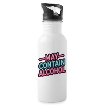 May Contain Alcohol Alkohol Mallorca Saufen JGA - Trinkflasche mit integriertem Trinkhalm - Weiß - Rechts