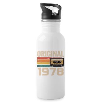 Originales 1978er Retro-Jubiläum 1978 - Trinkflasche mit integriertem Trinkhalm - Weiß - Rechts