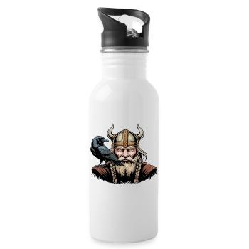Viking Viking Legend Sailor Odin Raven Fighter - Water bottle with straw - white - Right