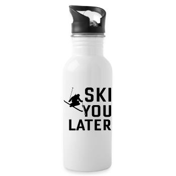 Ski You Later SVG – Modernes Statement Design - Trinkflasche mit integriertem Trinkhalm - Weiß - Rechts