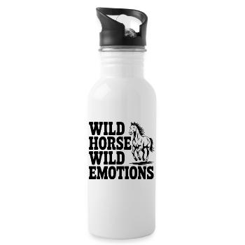 Wildpferd, wilde Gefühle - Trinkflasche mit integriertem Trinkhalm - Weiß - Rechts