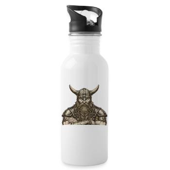Légende viking viking marin Odin Raven Fighter - Gourde avec paille intégrée - blanc - Droite