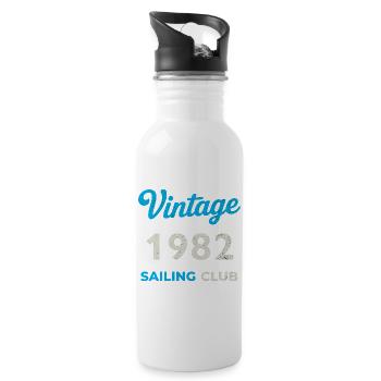 Vintage 1982 – Sailing Club Retro Birth Year - Water bottle with straw - white - Right