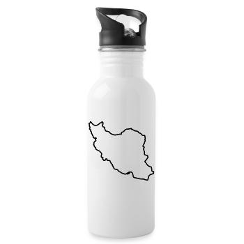Iran Map Silhouette Persien - Trinkflasche mit integriertem Trinkhalm - Weiß - Rechts