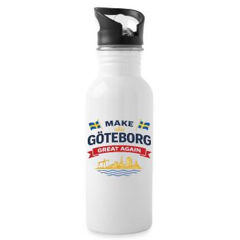 Silhouette de Göteborg avec drapeaux suédois - Gourde avec paille intégrée - blanc - Droite