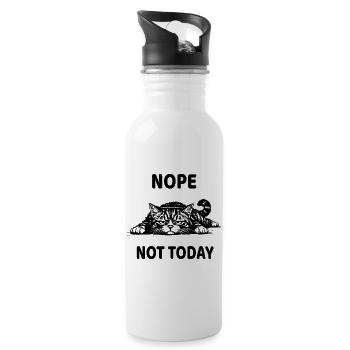 Chat Grognon Nope Not Today Humour Chat Drôle - Water bottle with straw - white - Right