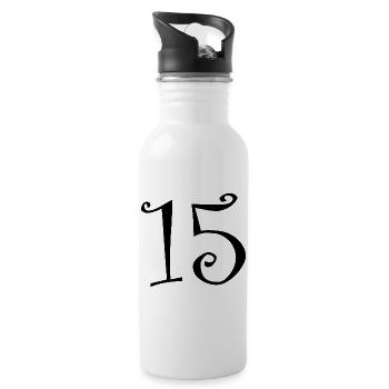 15. 15 ANS. 15e ANNIVERSAIRE. ANNIVERSAIRE 15 ANS. - Gourde avec paille intégrée - blanc - Droite