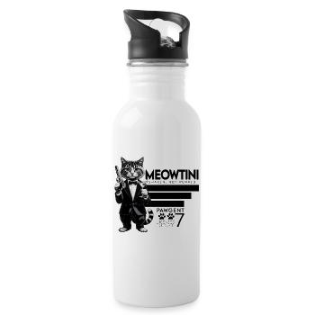 Meowtini - Pawgent - Katzen Motiv - Trinkflasche mit integriertem Trinkhalm - Weiß - Rechts