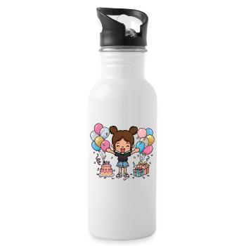 Happy Birthday Girl - Personnage mignon du jeu Toca - Gourde avec paille intégrée - blanc - Droite