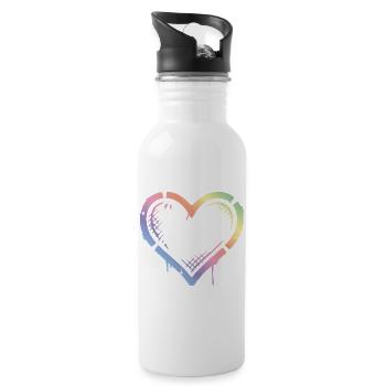 Heart Colorful Vintage - Water bottle with straw - white - Right