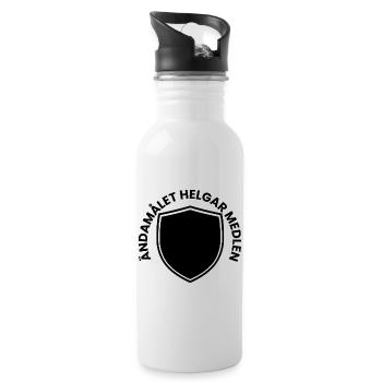 Shield emblem in black - minimalist - Water bottle with straw - white - Right