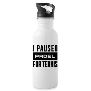 Tennis & Padel Hoodie, Shirt for Tennis Players - Water bottle with straw - white - Right