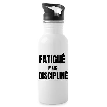 Tired but disciplined – work mindset - Water bottle with straw - white - Right