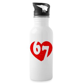 Six Seven 67 Meme Cool Valentine’s - Trinkflasche mit integriertem Trinkhalm - Weiß - Rechts