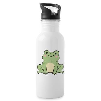 Delicate Frog Kawaii Graphic - Water bottle with straw - white - Right