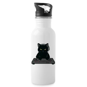 DJ Scratch Cat Music Platinum - Trinkflasche mit integriertem Trinkhalm - Weiß - Rechts