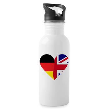 Germany Great Britain Heart - Trinkflasche mit integriertem Trinkhalm - Weiß - Rechts