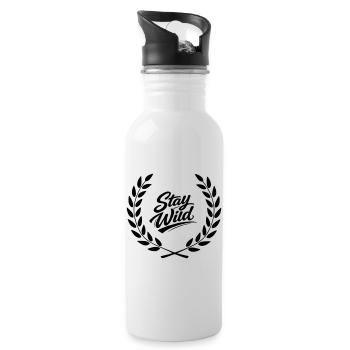Bleib wild  - Trinkflasche mit integriertem Trinkhalm - Weiß - Rechts