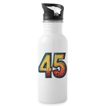 45 Zahl Bunt - Trinkflasche mit integriertem Trinkhalm - Weiß - Rechts