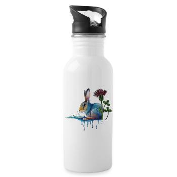 Colorful bunny with clover - Water bottle with straw - white - Right
