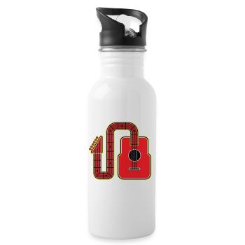 Rote Abstract Shape Gitarre - Trinkflasche mit integriertem Trinkhalm - Weiß - Rechts