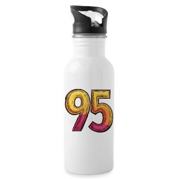 95 Number Colorful - Water bottle with straw - white - Right