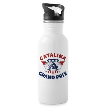 Grand Prix Catalina Vintage Motorcycle - Water bottle with straw - white - Right
