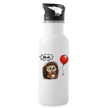 Süßer Igel Geschenk Idee mit Humor - Trinkflasche mit integriertem Trinkhalm - Weiß - Rechts