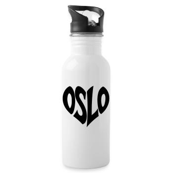 Oslo - Norway Lettering - Water bottle with straw - white - Right